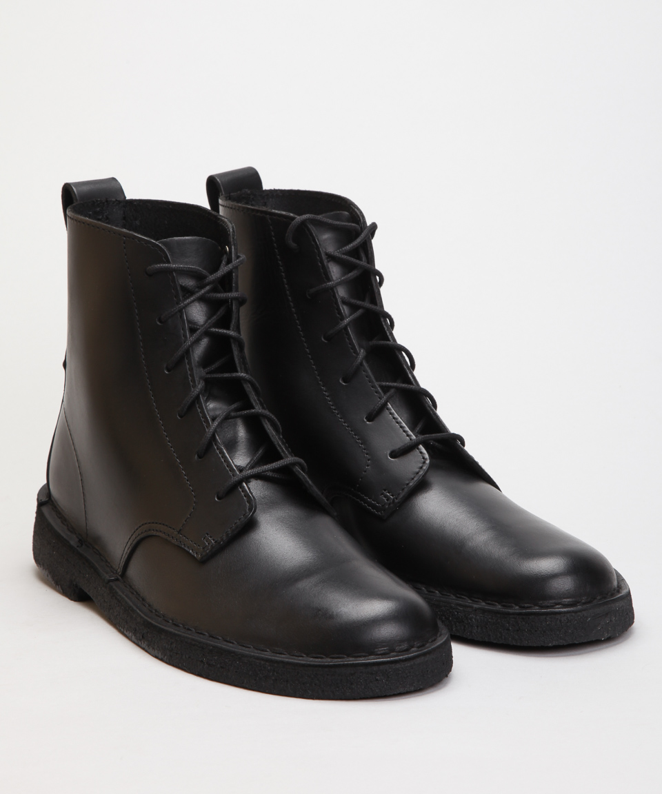 clarks desert mali boot black leather